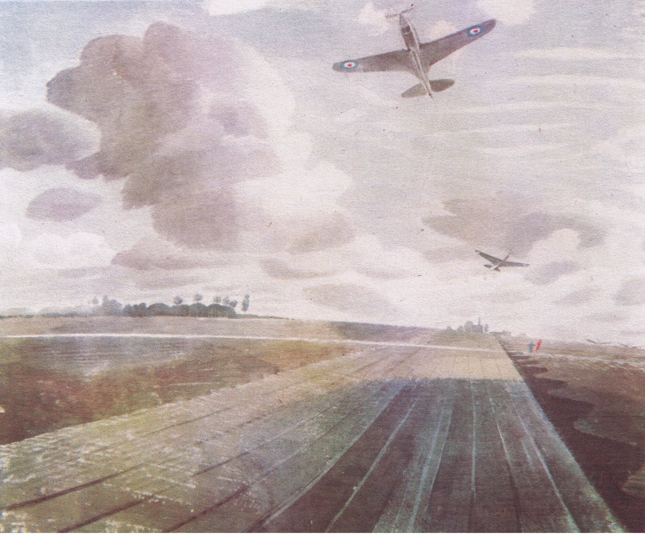 跑道透视，1941年，来自1947年柯林斯出版的英国冒险 作者 埃里克·拉维鲁（Eric Ravilious）
