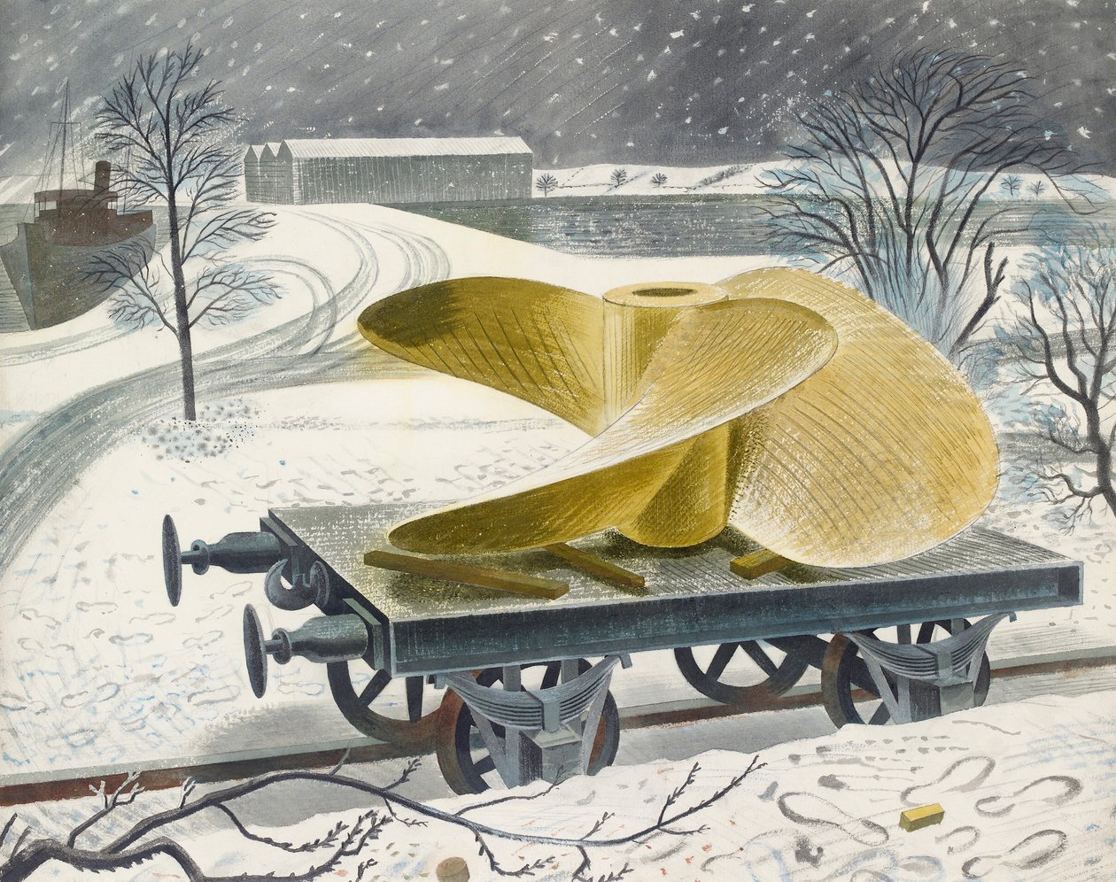 铁路货车上的船用螺丝，20世纪初 作者 埃里克·拉维鲁（Eric Ravilious）
