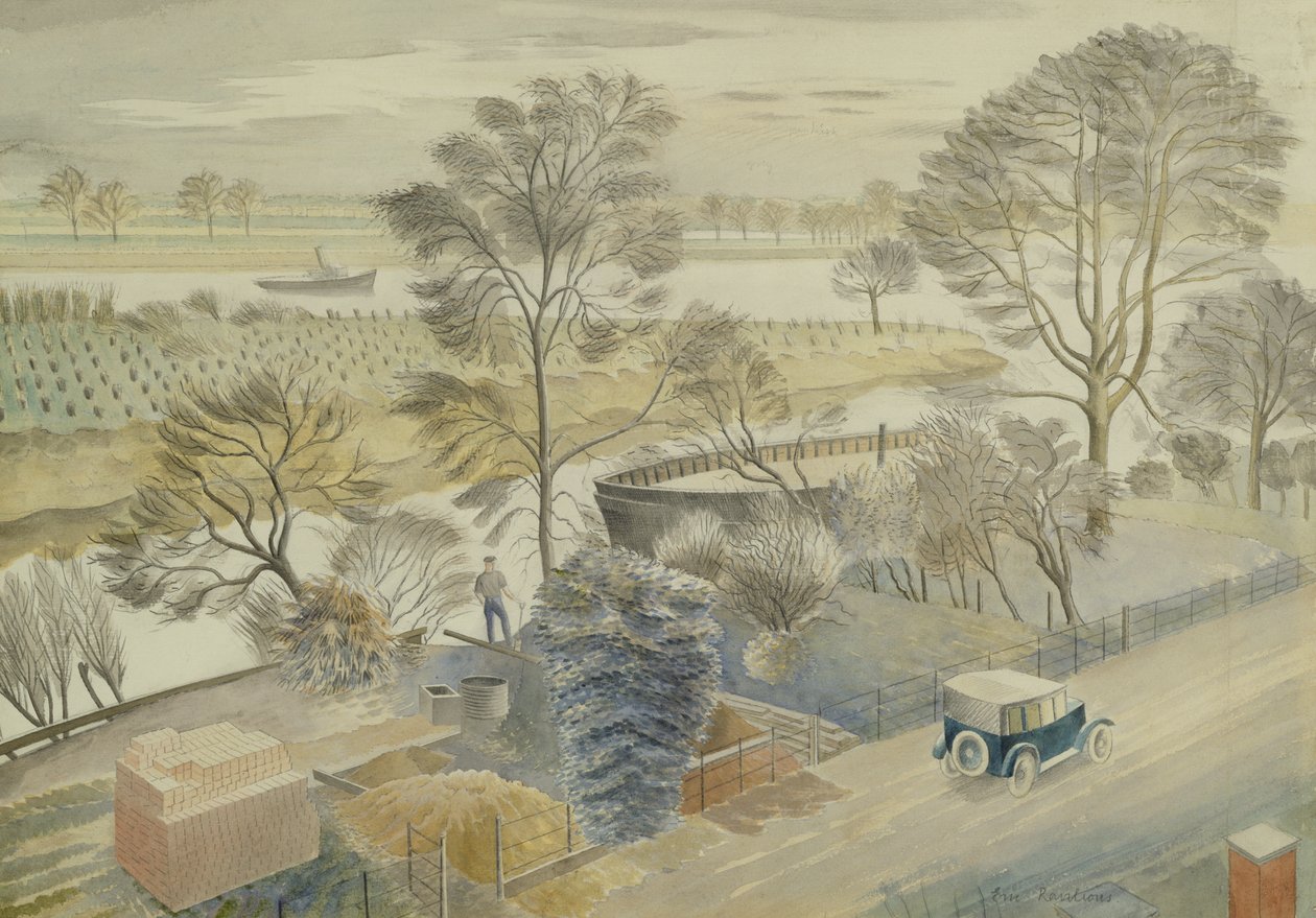哈默史密斯的泰晤士河 作者 埃里克·拉维鲁（Eric Ravilious）
