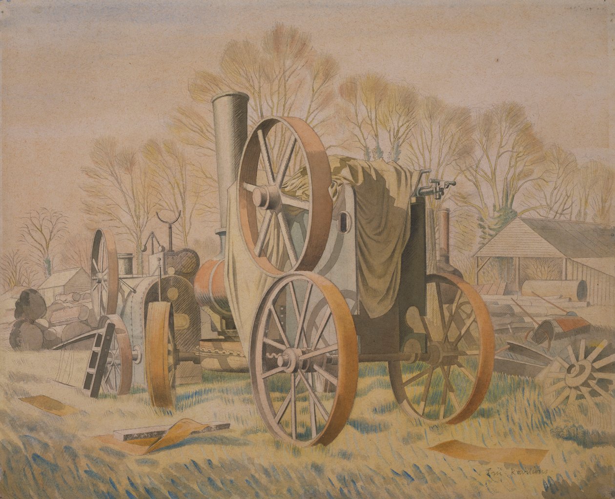 拖拉机，1933年 作者 埃里克·拉维鲁（Eric Ravilious）