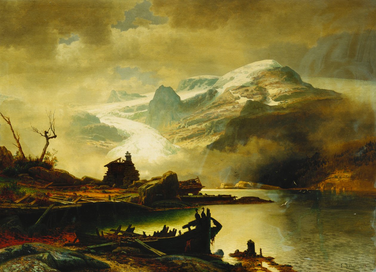 Sunnhordland的Bondhus冰川，1878年 作者 埃里克·博多姆（Erik Bodom）