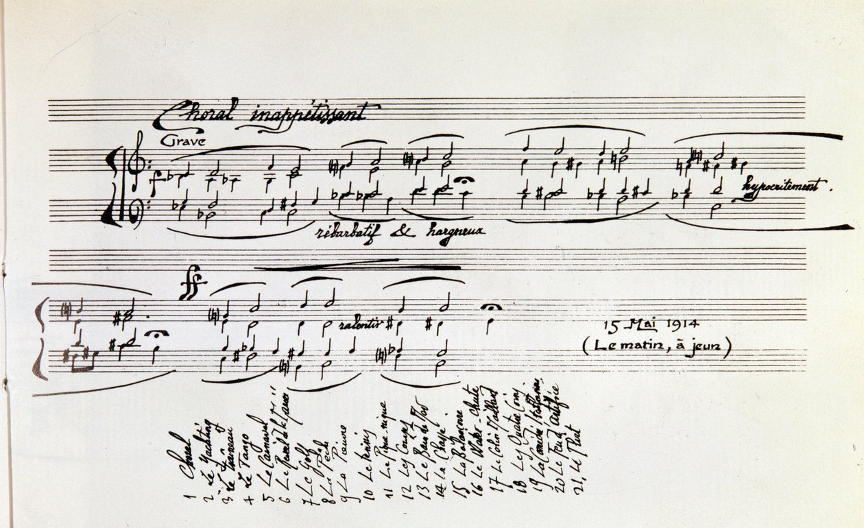 埃里克·萨蒂 (Erik Satie) 的《体育和娱乐》乐谱细节 作者 埃里克·萨蒂（Erik Satie）