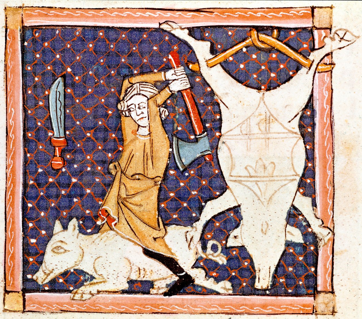 十二月：屠宰猪。 Ermengol de Beziers (Matfre Ermengau) (Ermengaud) (卒于 1322 年) 作者 埃门高特·马特夫雷