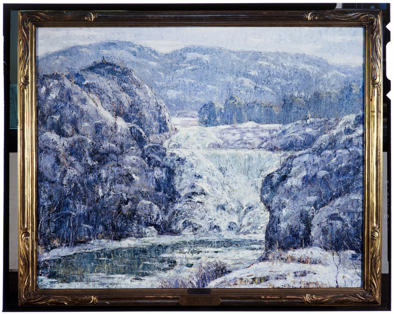 瀑布在冬天，c.1920 作者 欧内斯特·劳森