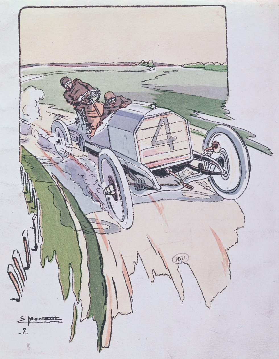 卡米尔·詹纳齐（Camille Jenatzy）驾驶梅赛德斯（Mercedes）参加1903年的戈登 - 贝内特（Gordon-Bennett）比赛 作者 欧内斯特·蒙托