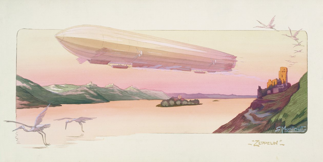 Zeppelin，1914年出版巴黎（模版印刷） 作者 欧内斯特·蒙托