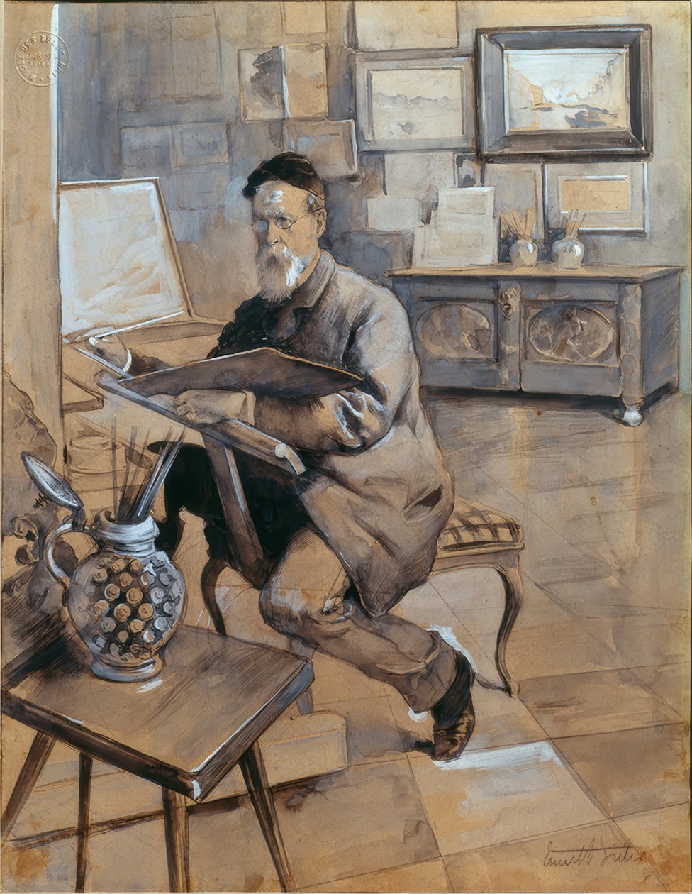 画家 Bocion 在他的工作室 作者 欧内斯特·比勒（Ernest Bieler）