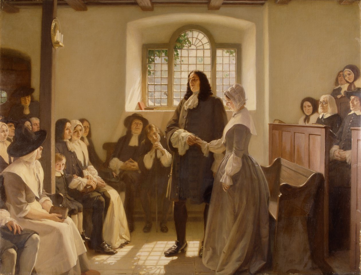 威廉·佩恩 (William Penn) 和汉娜·卡洛希尔 (Hannah Callowhill) 在布里斯托尔修道院 (The Friary) 朋友聚会所举行的婚礼 作者 欧内斯特董事会