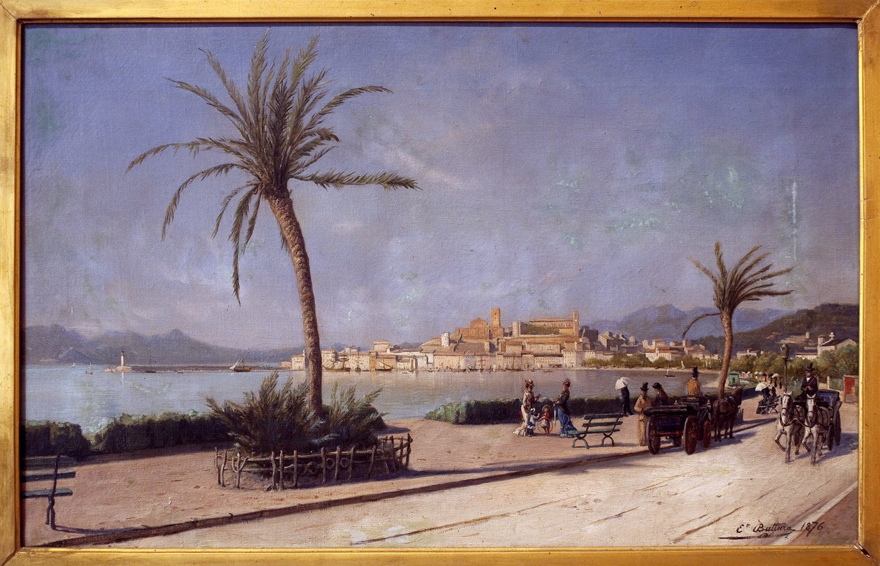 走在戛纳海滨大道上。 欧内斯特·布图拉（Ernest Buttura，1841-1920）绘画，布面油画 作者 欧内斯特·布图拉