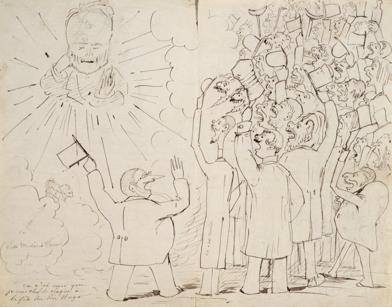 老雨果的庆祝活动，维克多·雨果的漫画（1802-85），写给Paul Verlaine的一封信，1880年 作者 欧内斯特·德拉海