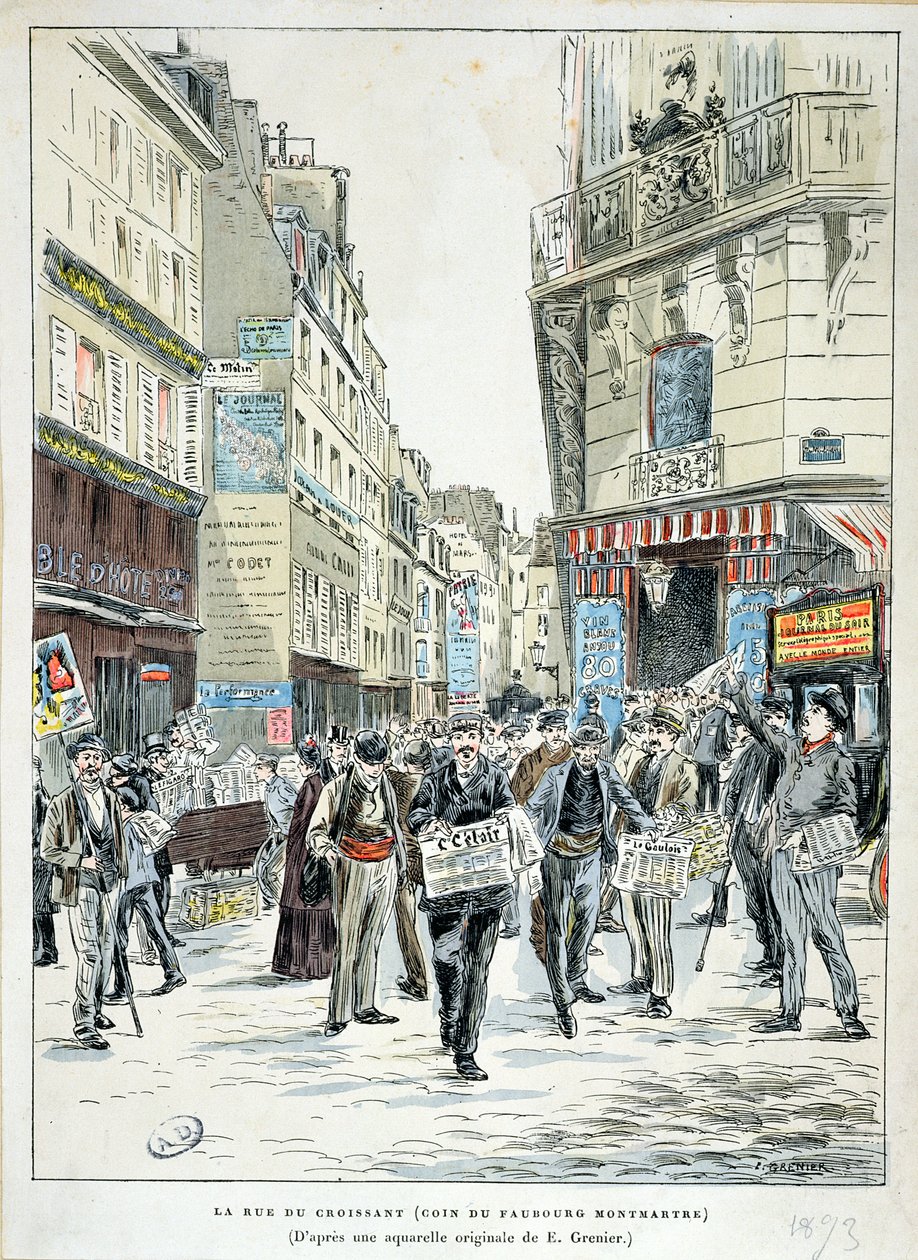 1893年在巴黎第11区的Rue de Croissant的视图 作者 欧内斯特·格里尼尔