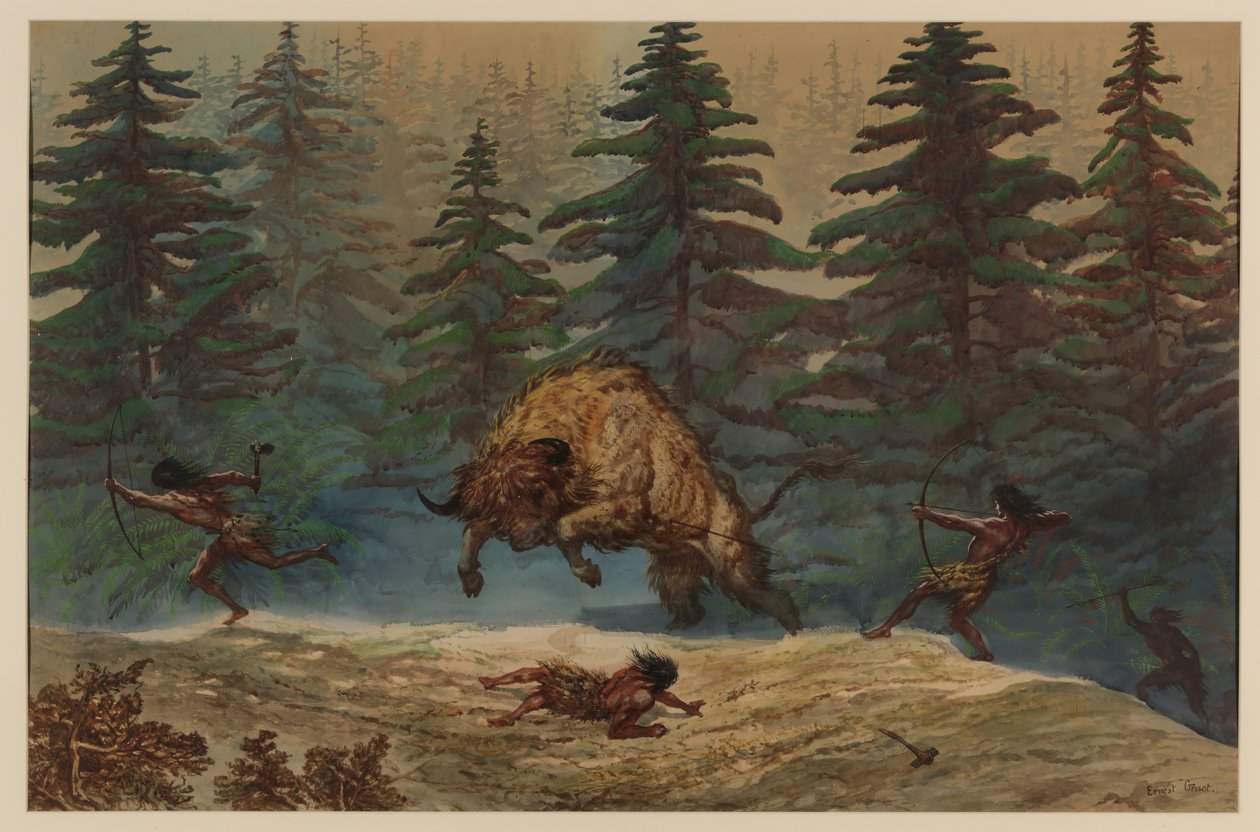 狩猎野牛，1871年 作者 欧内斯特·亨利·格里斯特