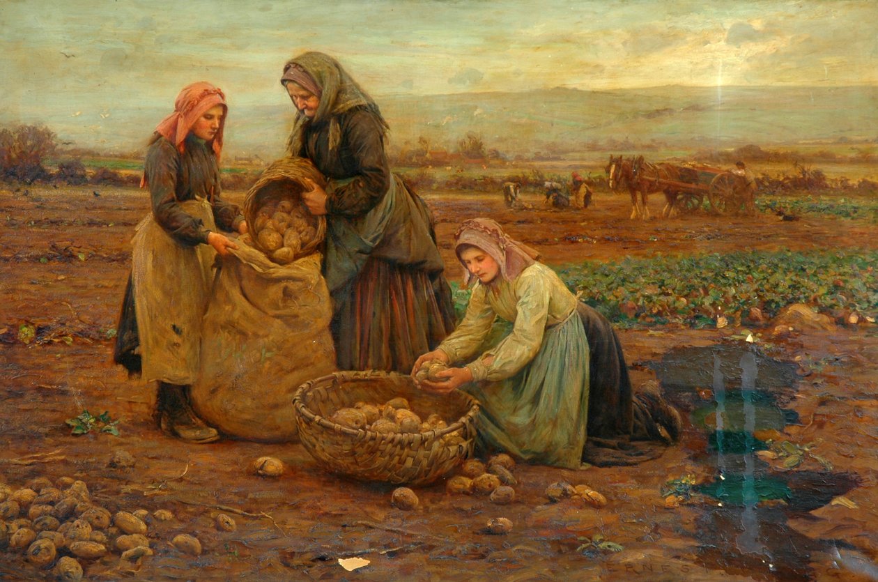 The potato pickers (oil on canvas) 作者 欧内斯特·希金斯·里格
