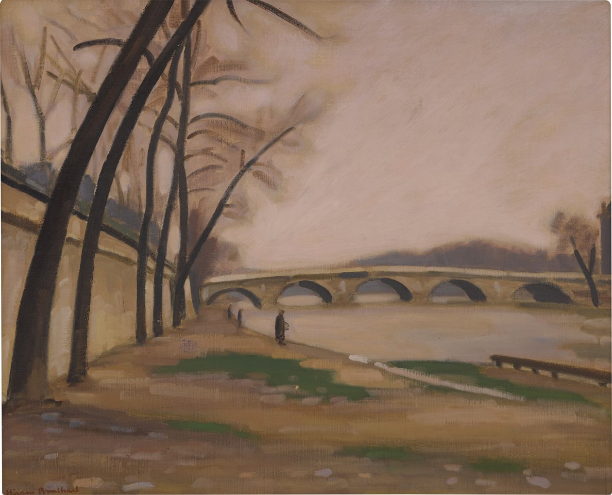 巴黎塞纳河畔，约 1920-30 年（布面油画） 作者 欧内斯特·海勒姆·布鲁尔哈特