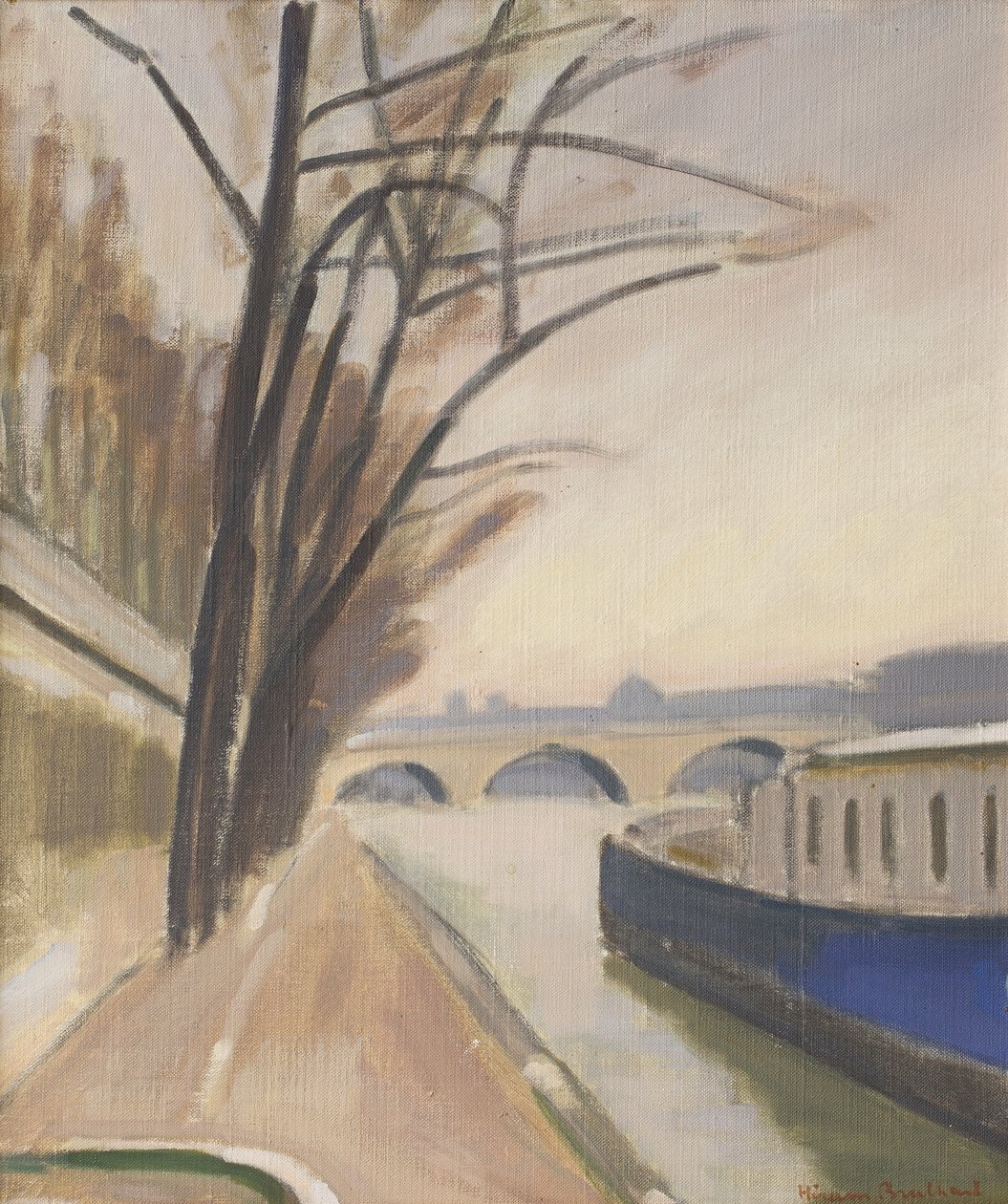巴黎，塞纳河畔，约 1920-30 年（布面油画） 作者 欧内斯特·海勒姆·布鲁尔哈特