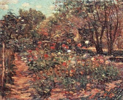 花园风景，约1915年（布面油画） 作者 欧内斯特·劳森