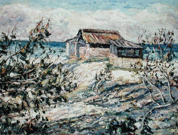 海洋小屋，佛罗里达州基韦斯特（布面油画） 作者 欧内斯特·劳森