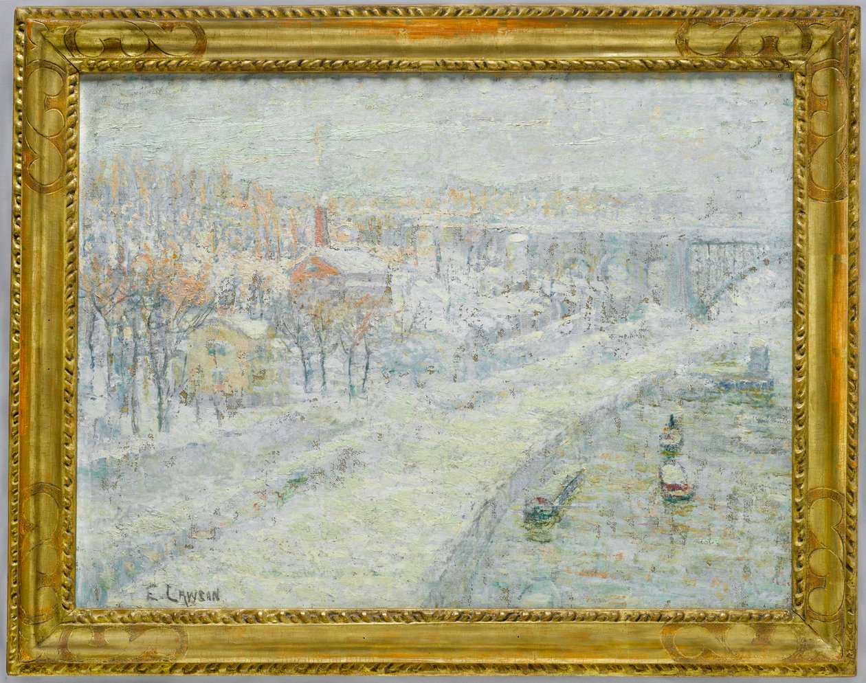 冬季风景：华盛顿桥，约1907-10年（布面油画） 作者 欧内斯特·劳森