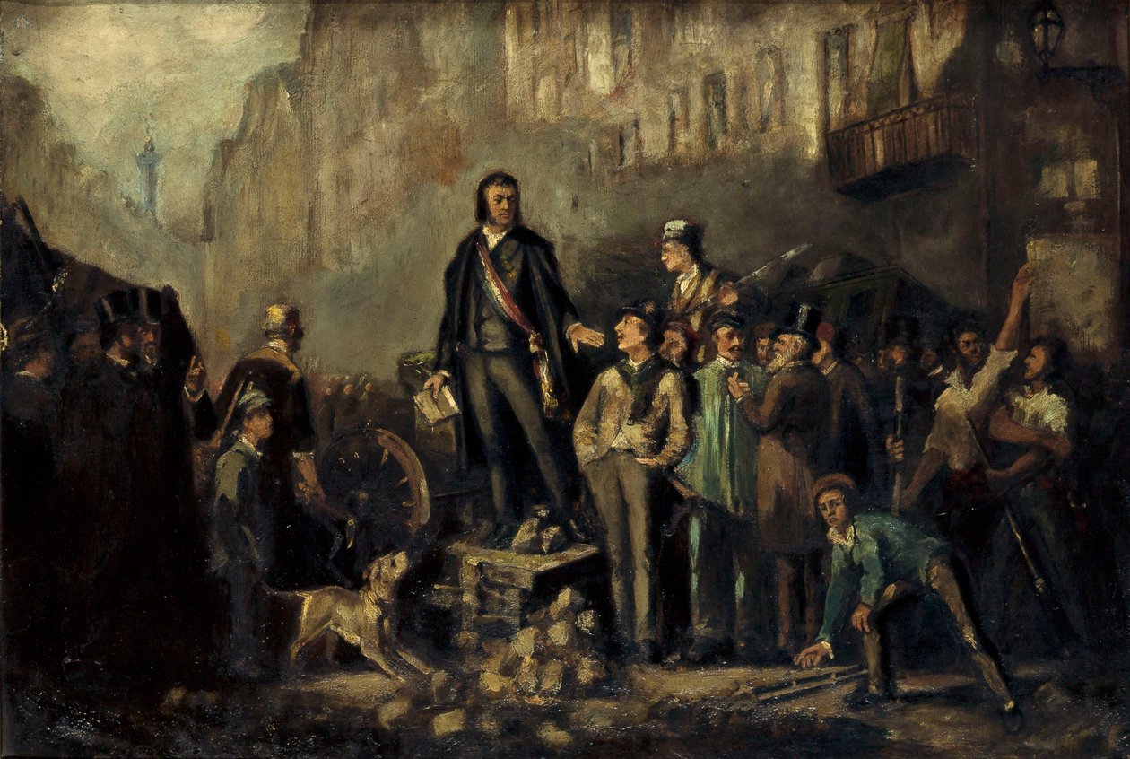 12 月 3 日，阿尔方斯·博丹 (Alphonse Baudin) (1811-51) 在圣安东尼郊区的路障上 作者 欧内斯特·路易斯·皮希奥