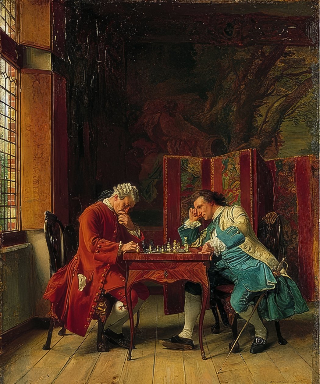 下象棋的人。 1856年 作者 让·路易斯·欧内斯特·迈森尼尔