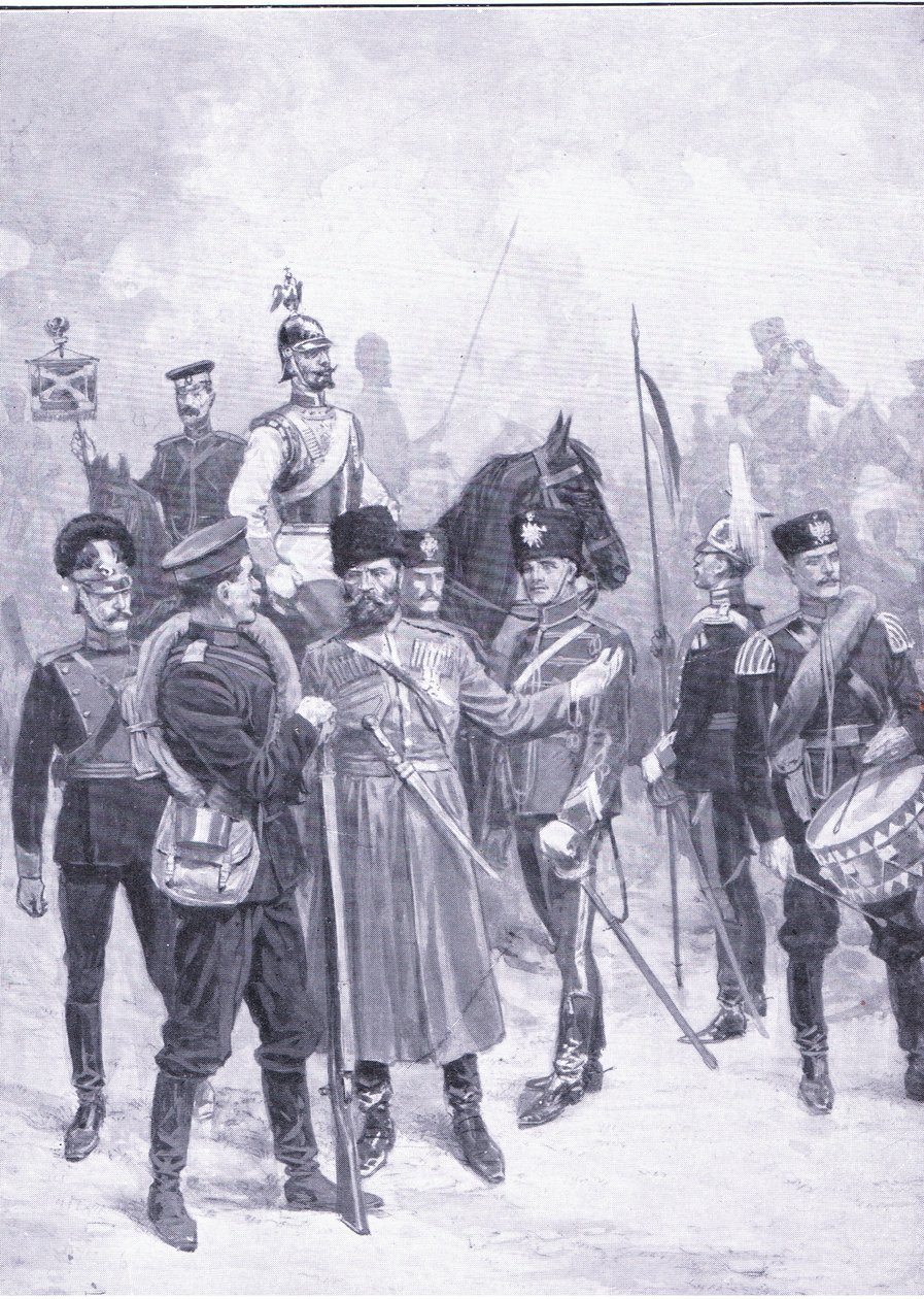 俄罗斯士兵的类型，插图来自日本战争的第1卷，c.1900的历史 作者 欧内斯特·普拉特