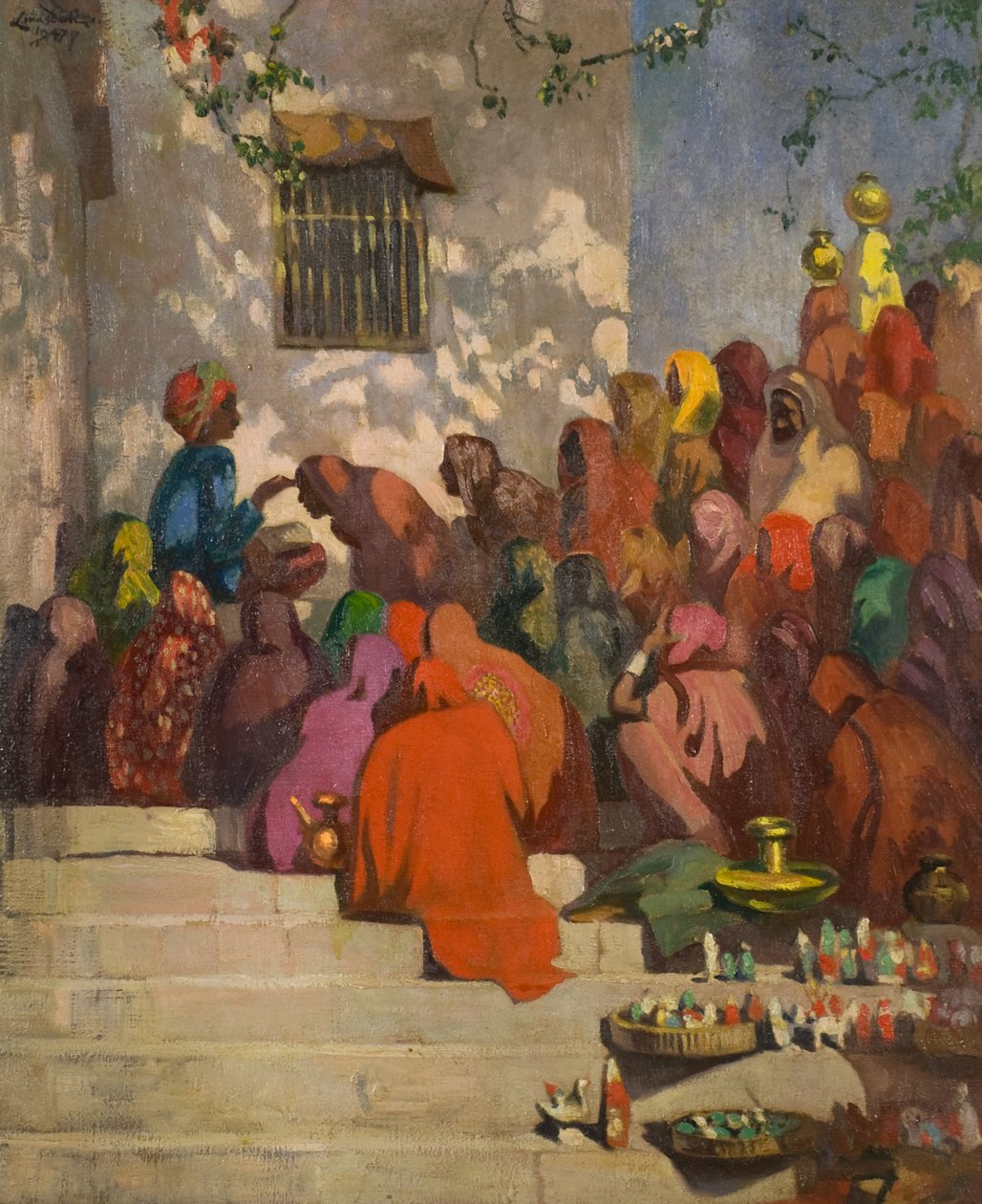 恒河（或印度教徒和潘迪特），c.1922（布面油画） 作者 欧内斯特·斯蒂芬·拉姆斯登
