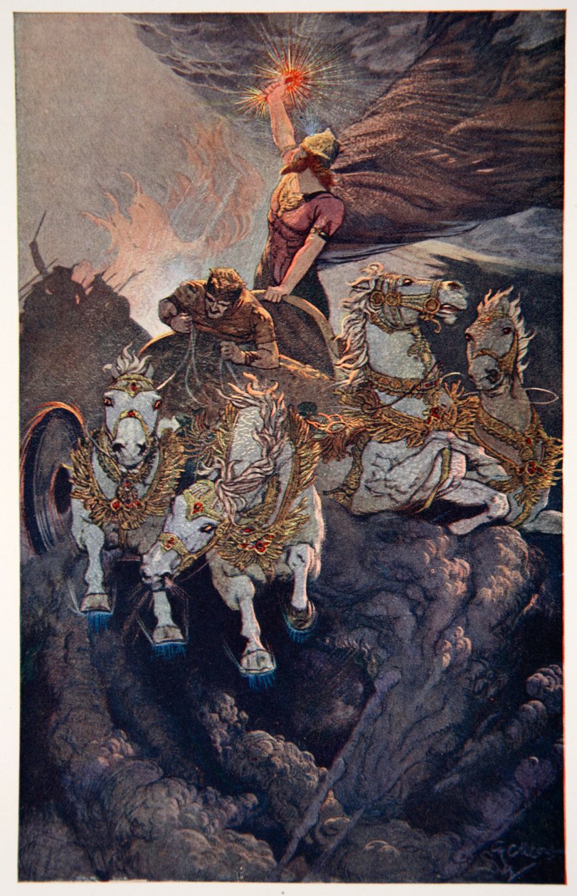 梅罗达克出发去攻击提亚马特》，1915年。   作者 欧内斯特·威尔考辛斯