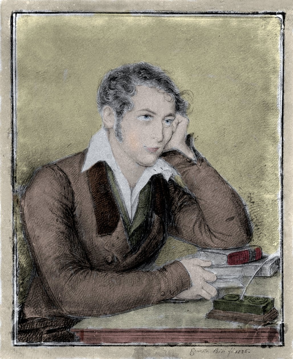 复兴运动：爱国者、哲学家、政治思想家卡洛·卡塔内奥（Carlo Cattaneo，1801-1869 年）的肖像，由埃内斯塔·比西 (Ernesta Bisi) 绘制 作者 埃内斯塔·莱尼亚尼