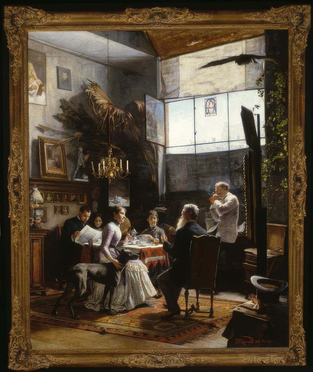 E. Hirschler-Kunwald，在工作室-油画中，1888年 作者 欧内斯汀·赫希勒·昆瓦尔德