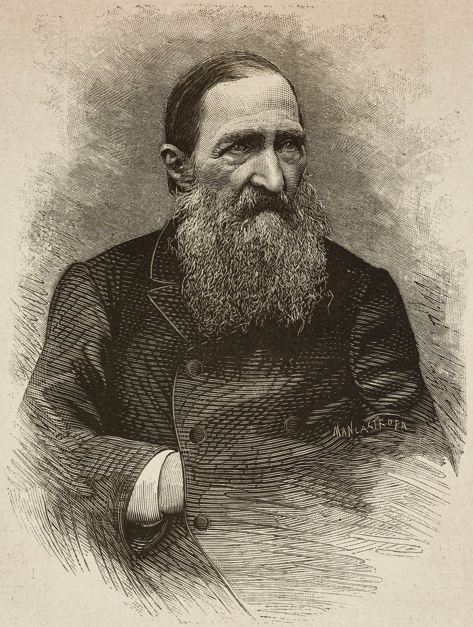 诗人 Jozef Ignacy Kraszewski（1812-1887 年）3 月 19 日在日内瓦，Ernesto Mancastroppa 根据 Romarolo 的照片雕刻，摘自《意大利画报》，第 14 期，4 月 8 日 作者 埃内斯托·曼卡斯特罗帕
