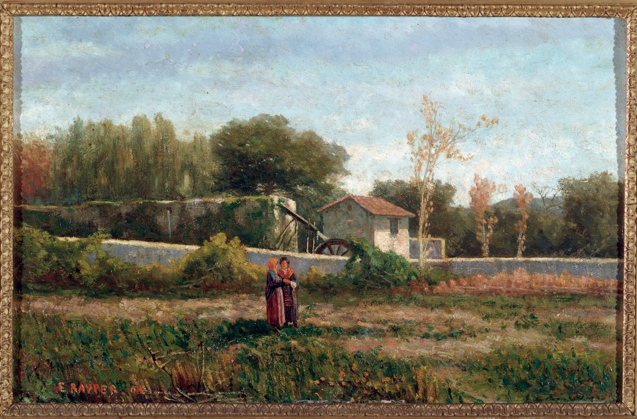 Countryside Landscape, Italy (Countryside, italy) Painting by Ernesto Rayper (1840-1873) Dim 26x40 cm Genes, Galleria d