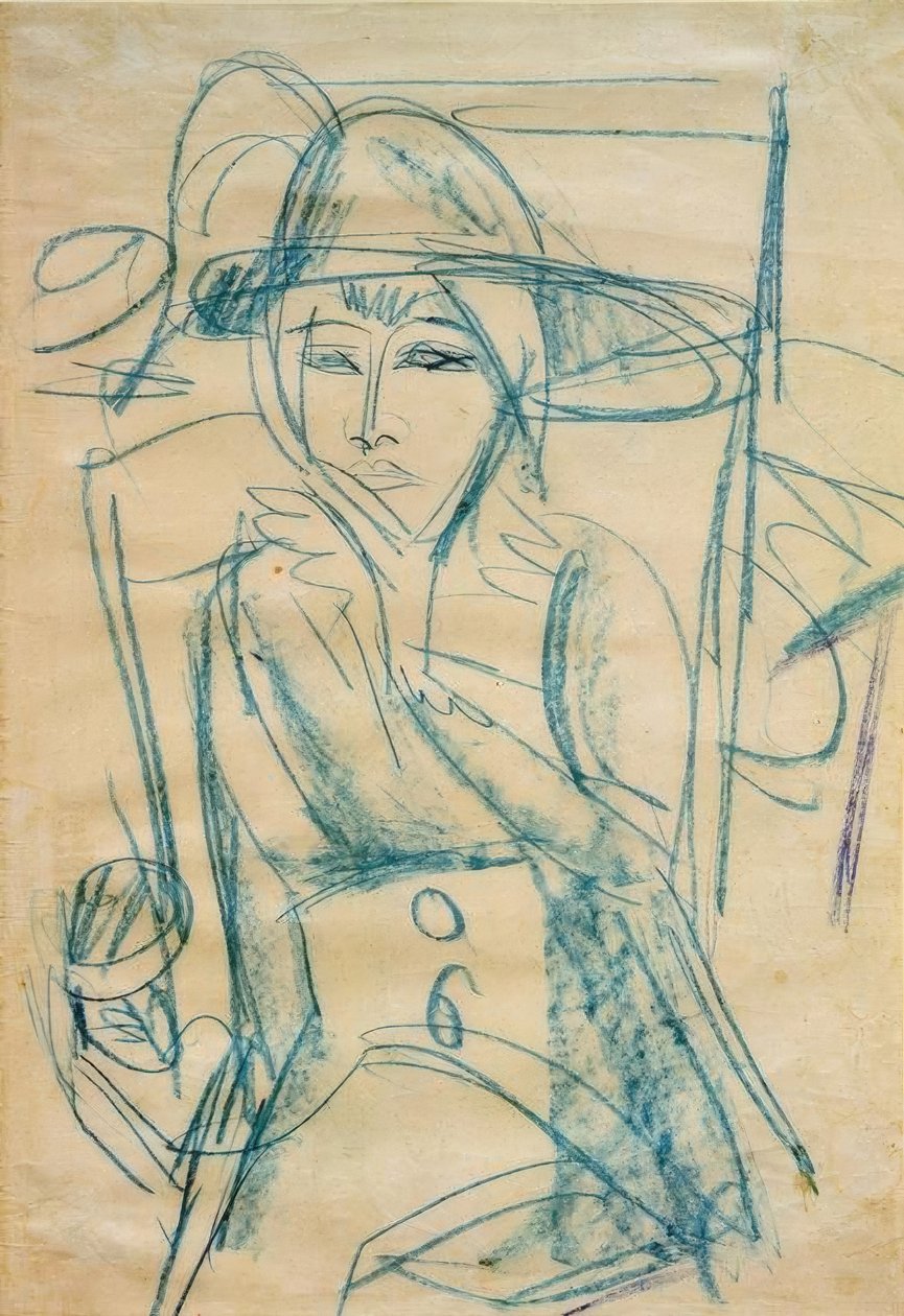 夫人画像（戴着帽子的格尔达） 作者 恩斯特·路德维希·基希纳