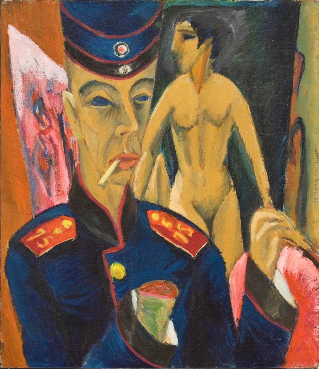 1915年一名士兵的自画像 作者 恩斯特·路德维希·基希纳