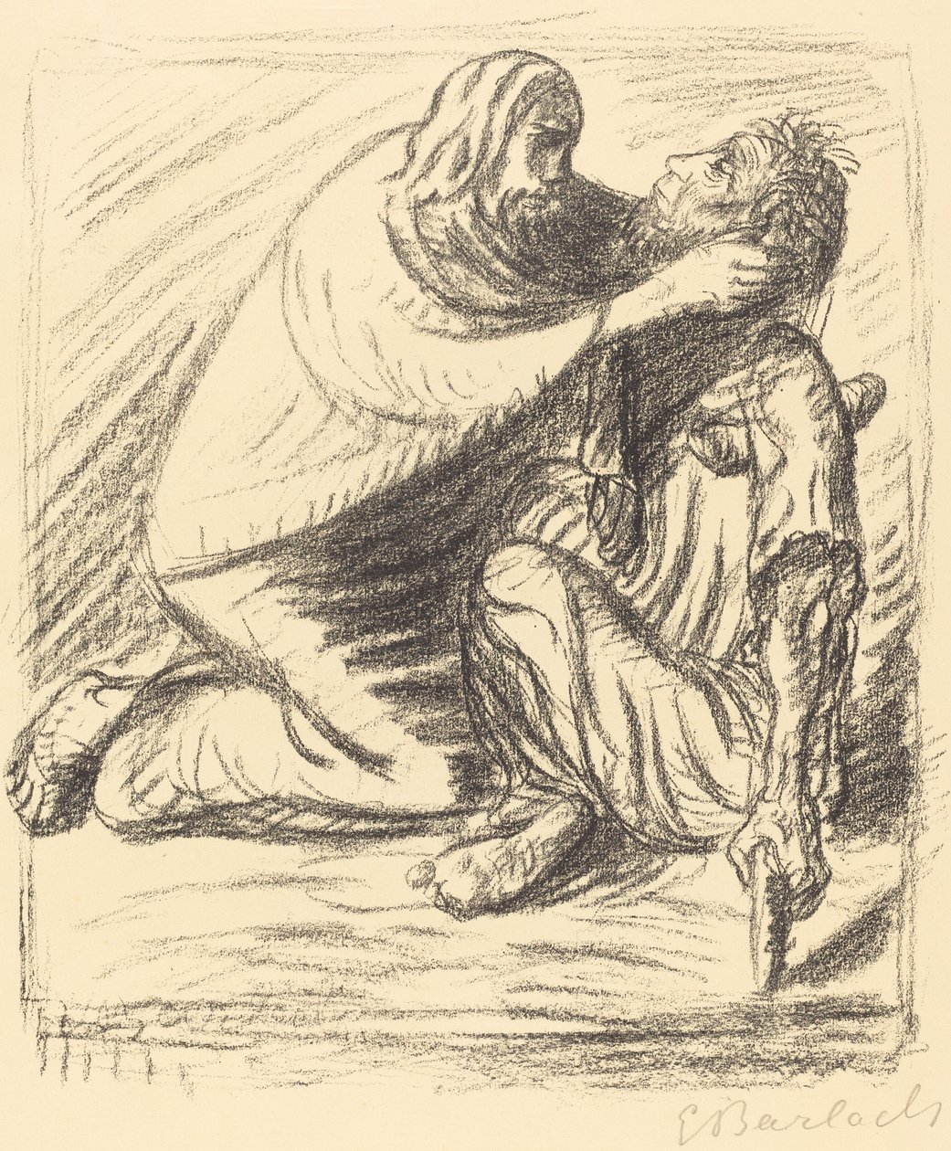 仁慈的人有福了》，1916年出版。 作者 恩斯特·巴拉赫（Ernst Barlach）