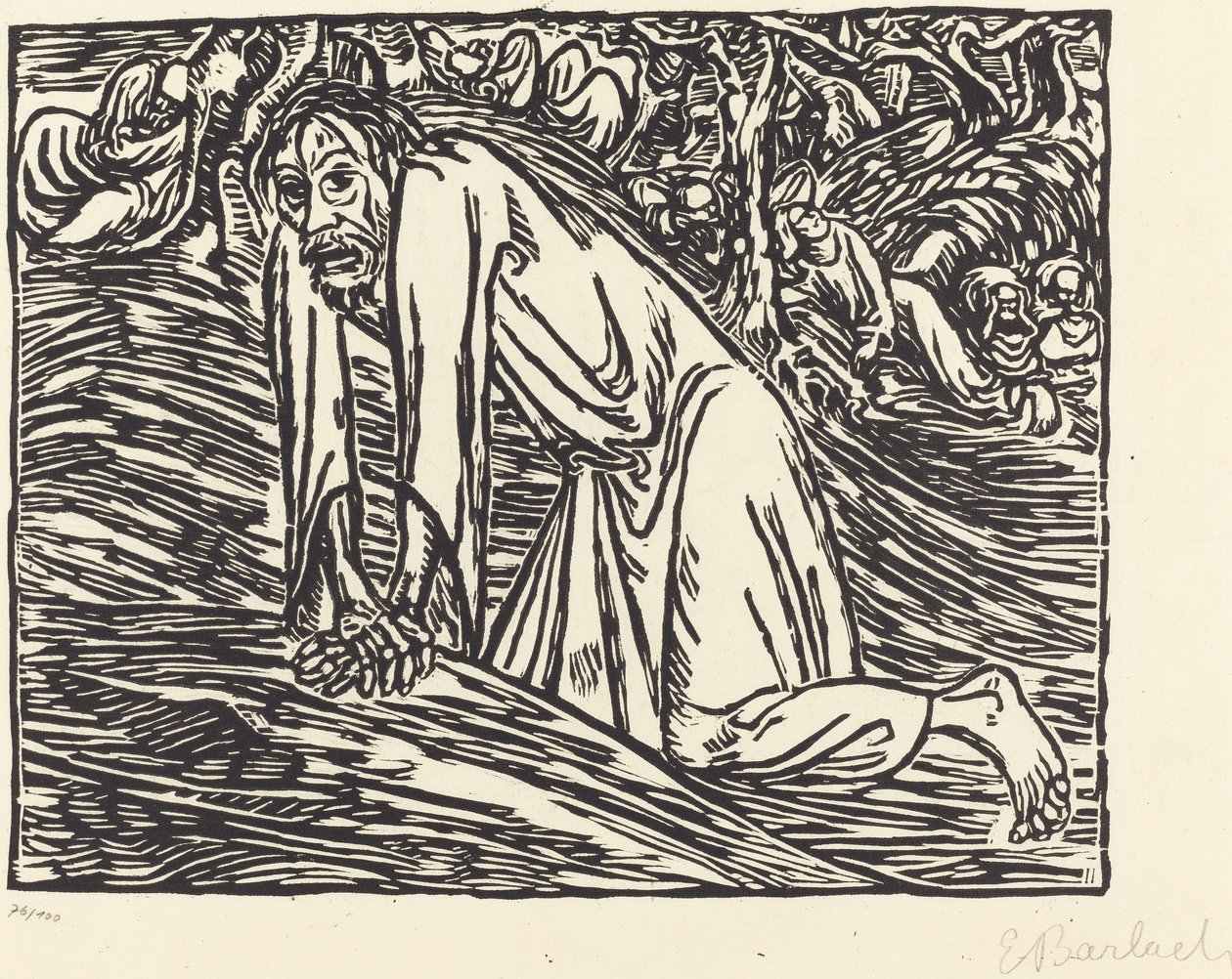 基督在客西马尼，1919年。 作者 恩斯特·巴拉赫（Ernst Barlach）