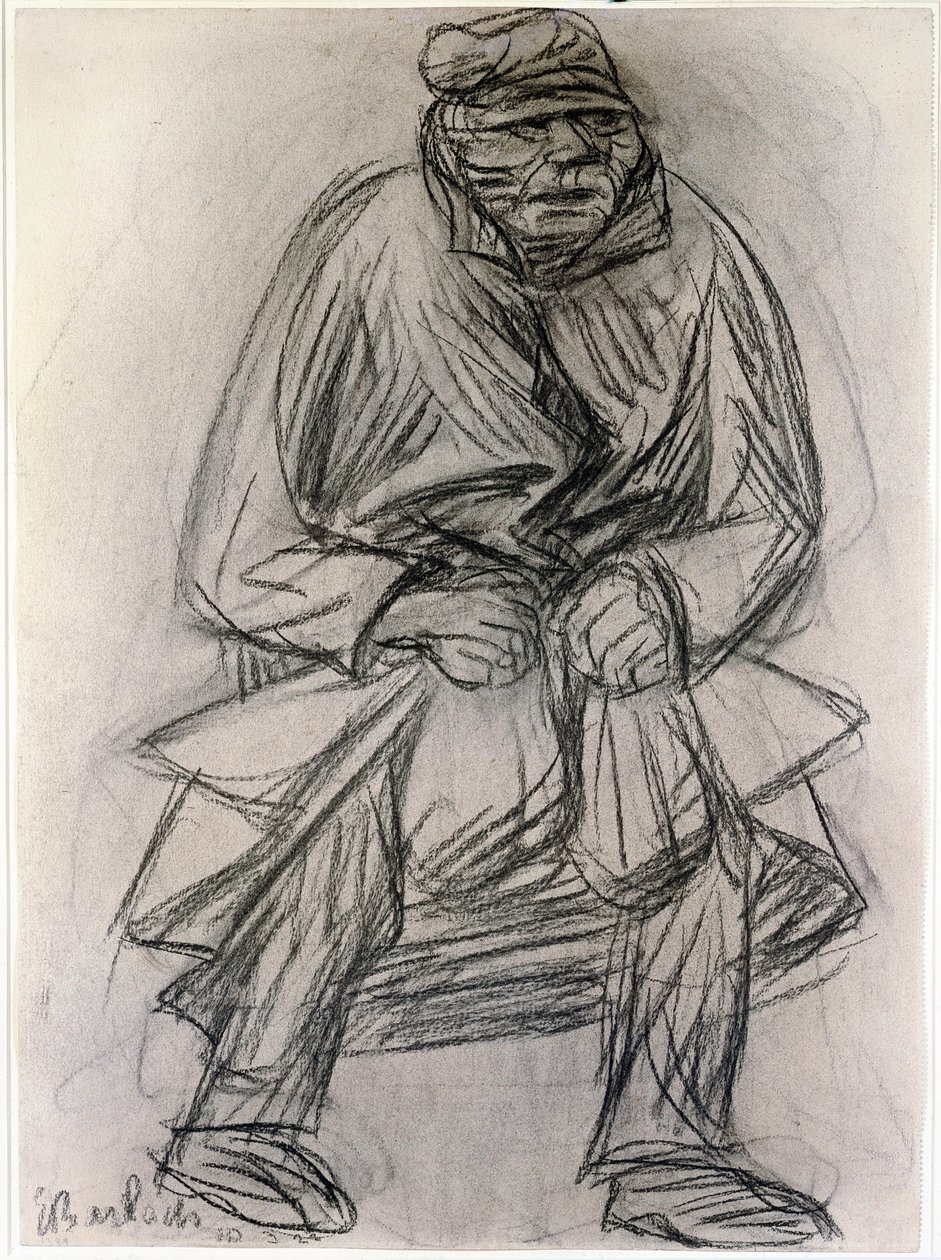 乞丐的形象。 恩斯特·巴拉克 (Ernst Barlach) 的绘画 (1870-1938) 纽约现代艺术博物馆 作者 恩斯特·巴拉赫（Ernst Barlach）