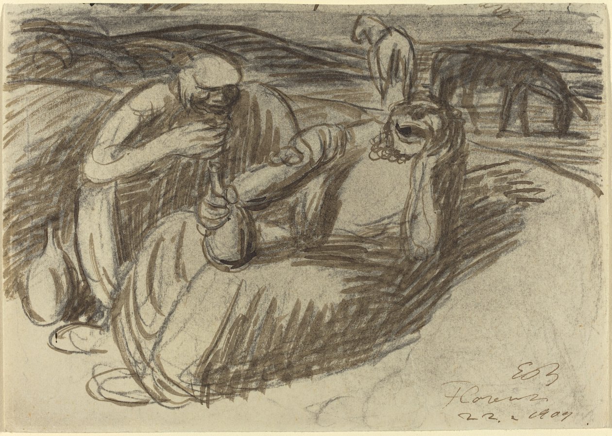 拿着酒壶的意大利农民，1909年。 作者 恩斯特·巴拉赫（Ernst Barlach）