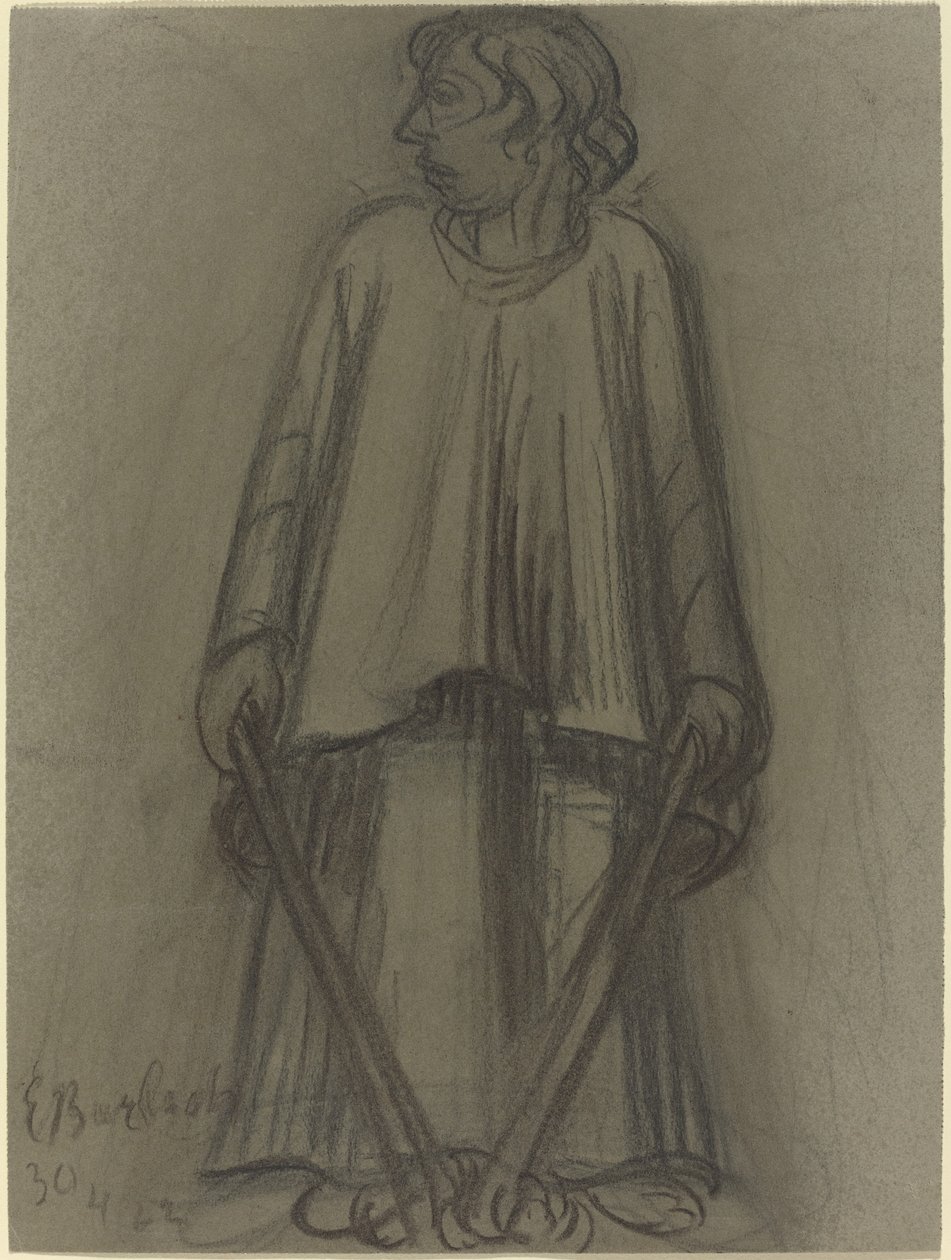 带着熄灭的火把的站立人物，1922年。 作者 恩斯特·巴拉赫（Ernst Barlach）