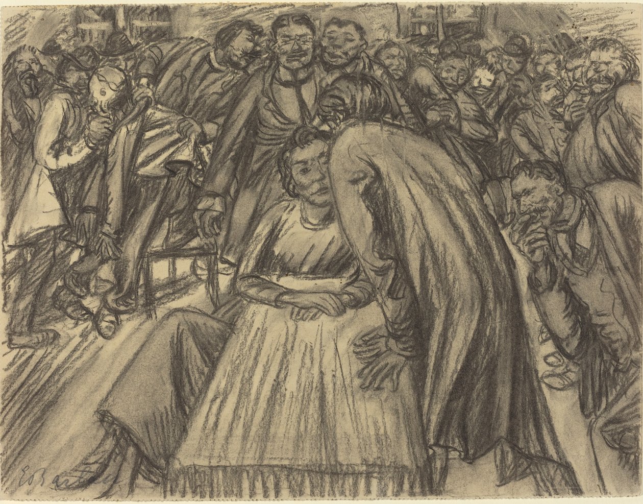 人群中的情侣》，1917年。 作者 恩斯特·巴拉赫（Ernst Barlach）