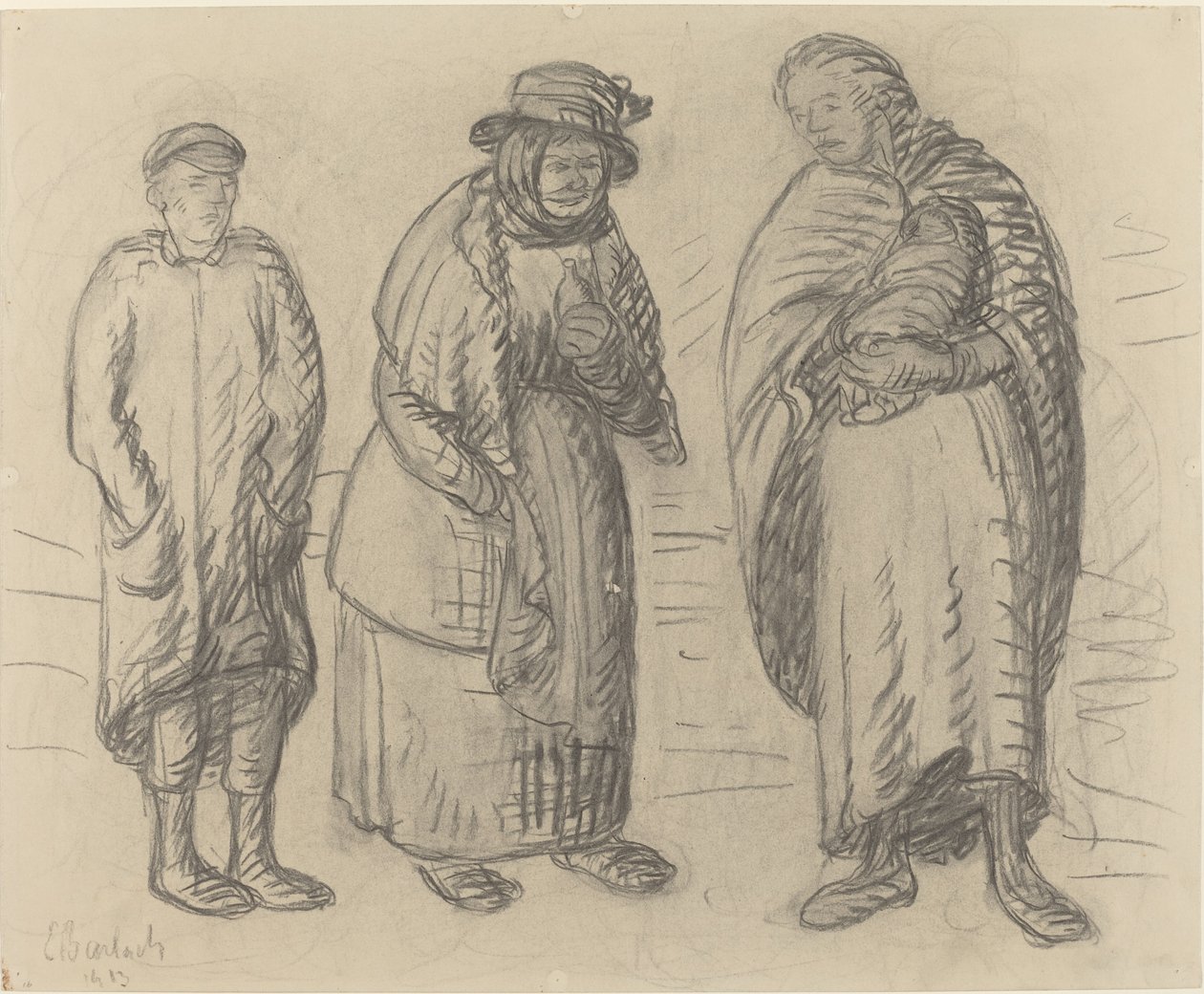 三个数字，1913年。 作者 恩斯特·巴拉赫（Ernst Barlach）