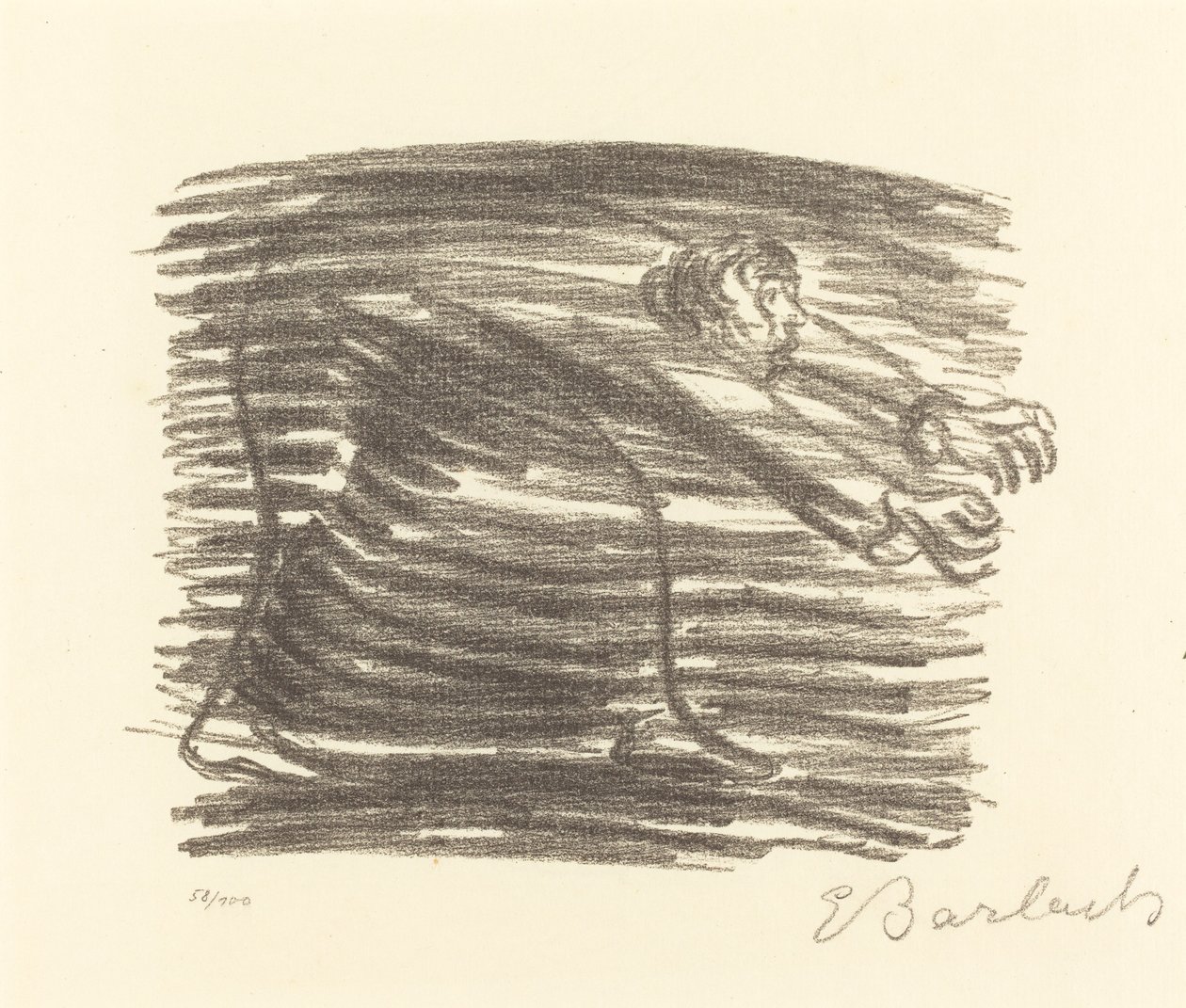 在阴影中行走，1922年。 作者 恩斯特·巴拉赫（Ernst Barlach）