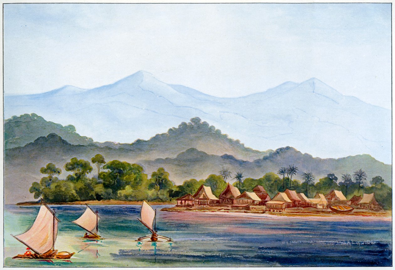 印度尼西亚苏门答腊岛的村庄，1906年 作者 恩斯特·海克尔