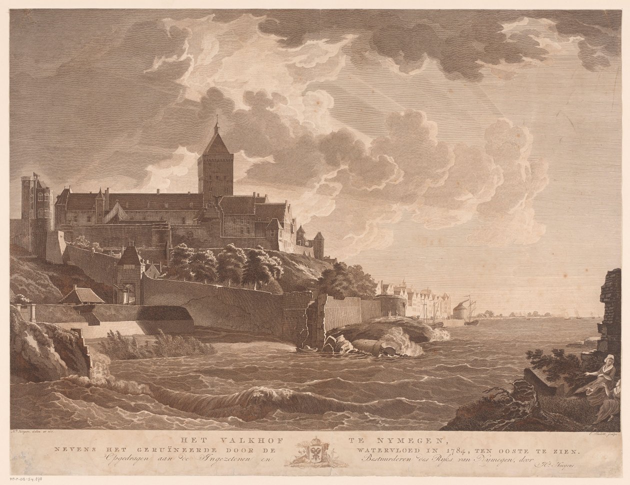 奈梅亨 Valkhof 景观
奈梅亨 Valkhof 的东面景观，旁边的建筑被 1784 年的洪水冲毁（标题见实物） 作者 恩斯特·卡尔·戈特利布·塞洛特