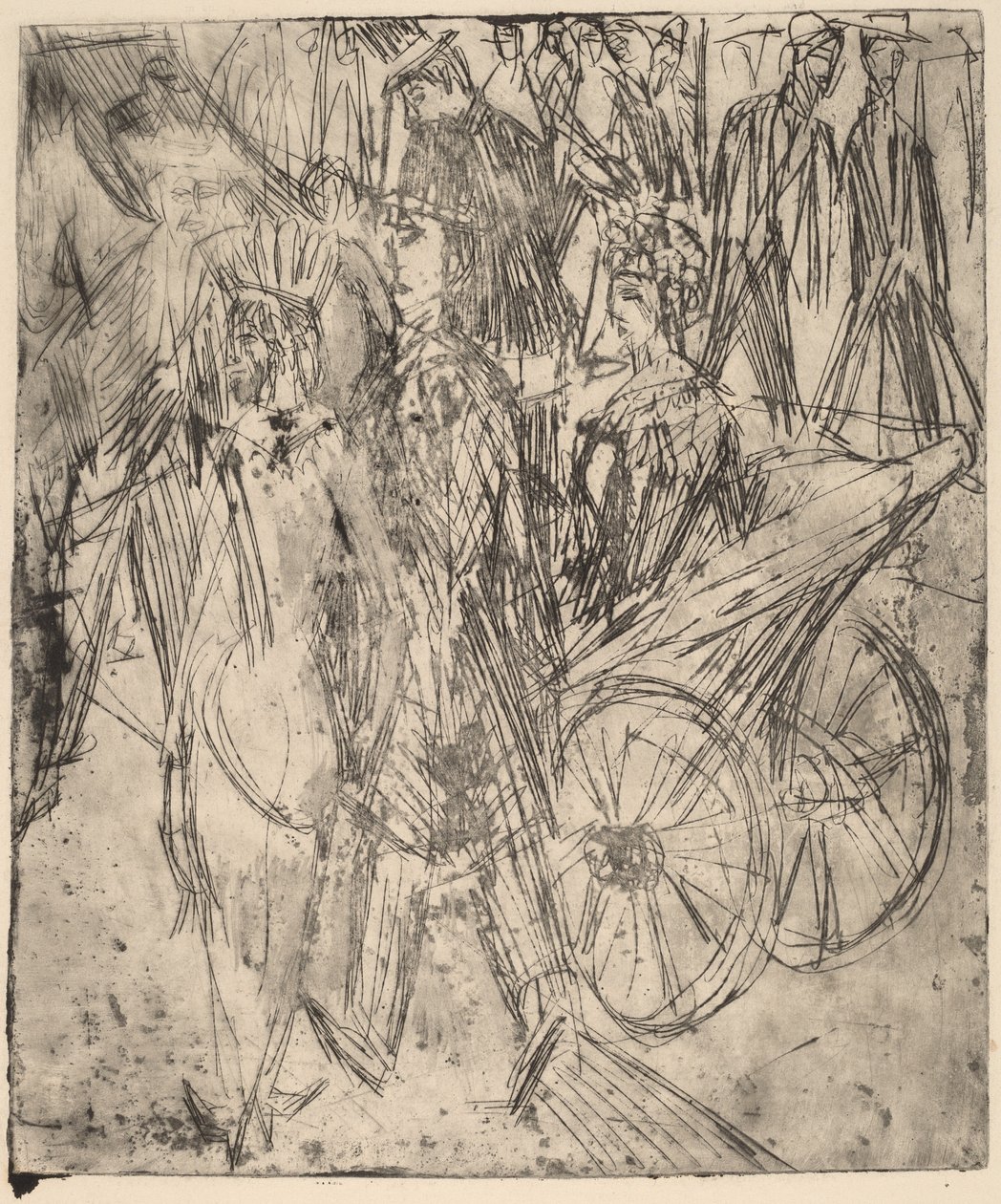 马车前的情侣，1914年。 作者 恩斯特·路德维希·基希纳