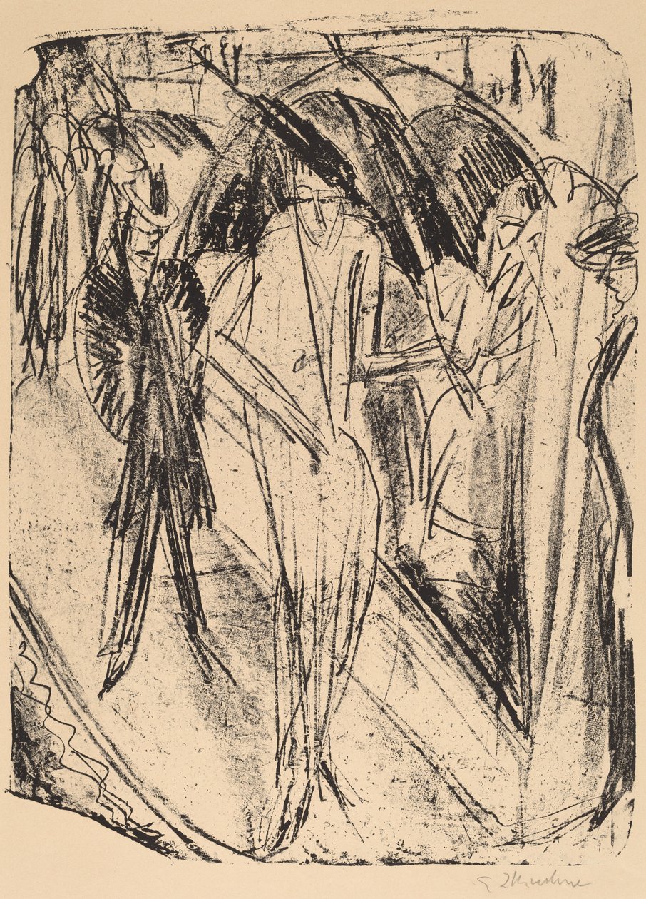 雨中女士》，1914年。 作者 恩斯特·路德维希·基希纳