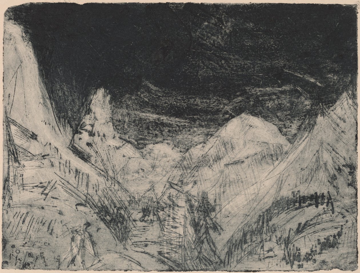 山区风景与小苗，1919年。 作者 恩斯特·路德维希·基希纳