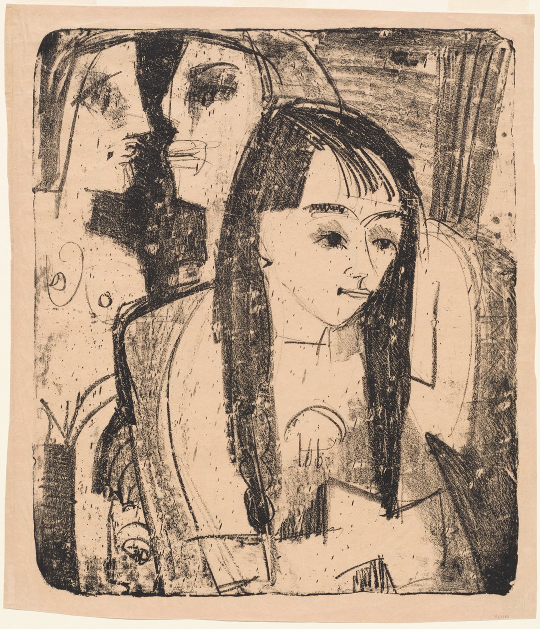 一个女孩的肖像，1921年。 作者 恩斯特·路德维希·基希纳