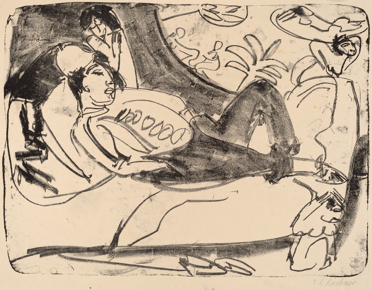 Siesta, 1911-1912. 作者 恩斯特·路德维希·基希纳