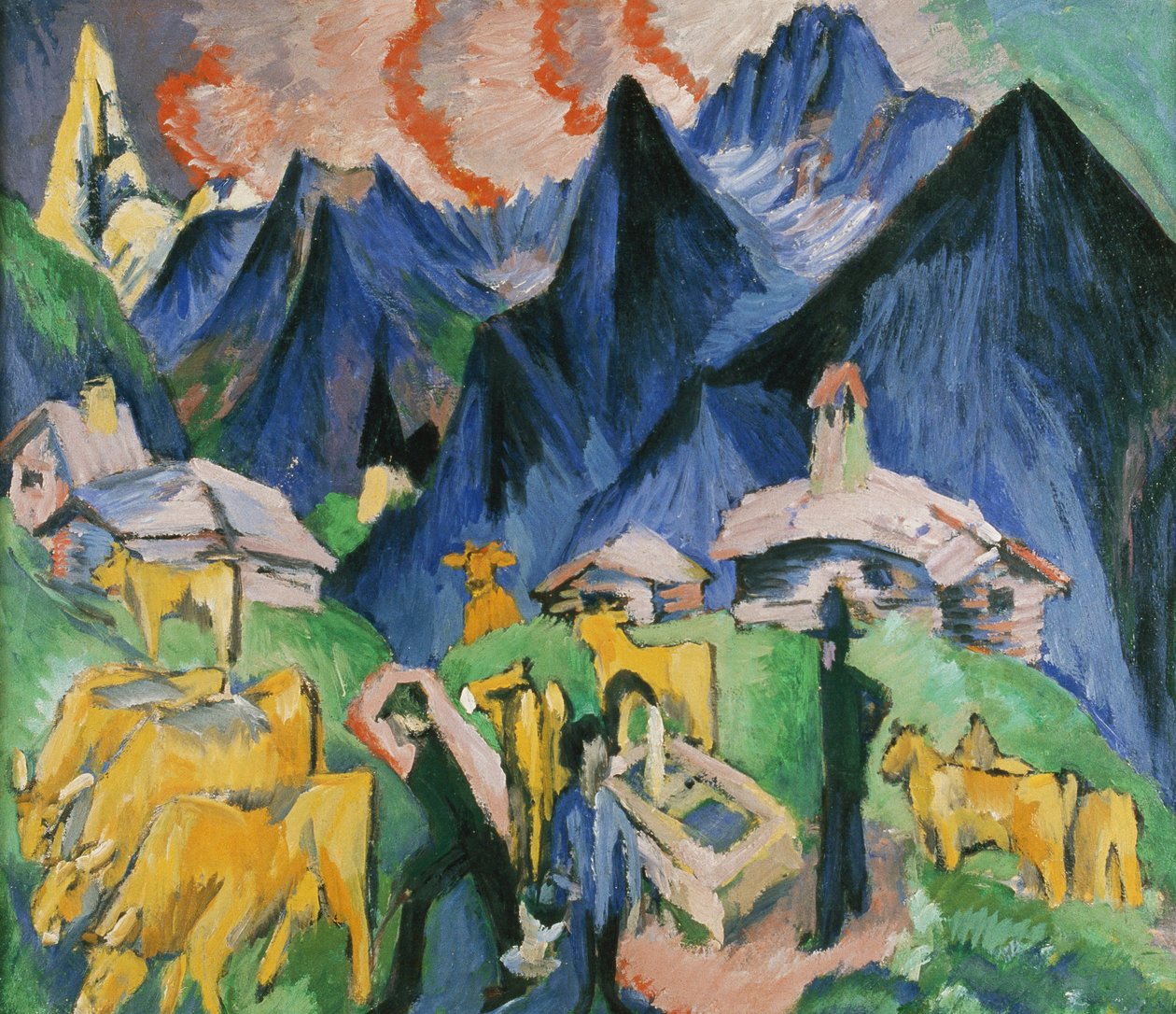 三联画Alpleben;三联画Alpleben，1918年 作者 恩斯特·路德维希·基希纳