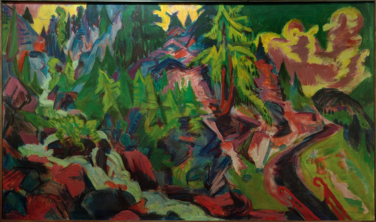 松景观与瀑布 作者 恩斯特·路德维希·基希纳
